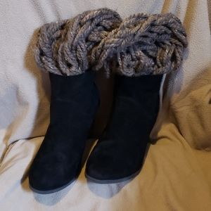 Brash black faux suede zip up ankle boots